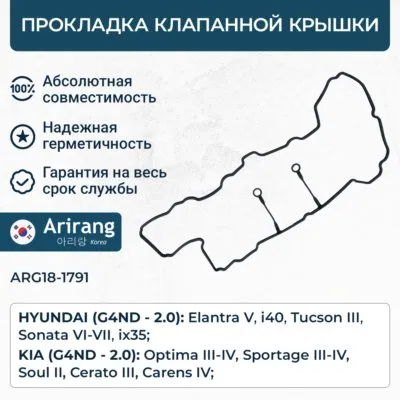 Прокладка клапанной крышки KIA OPTIMA 10- ARIRANG ARG181791