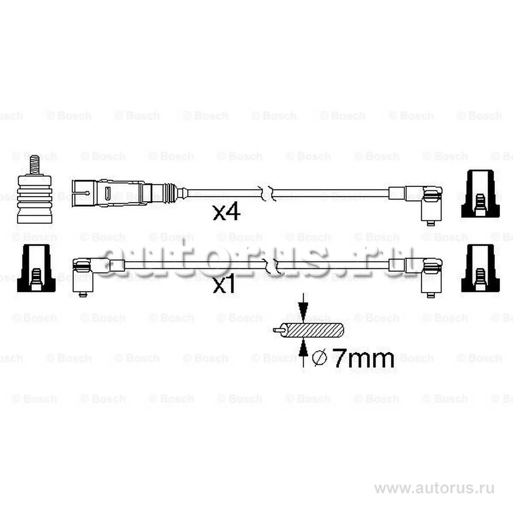 Комплект проводов зажигания VW GOLF I 83-92, GOLF III 92-97, POLO 94-01, POLO CLASSIC 95-01, TRANSPO BOSCH 0986356343