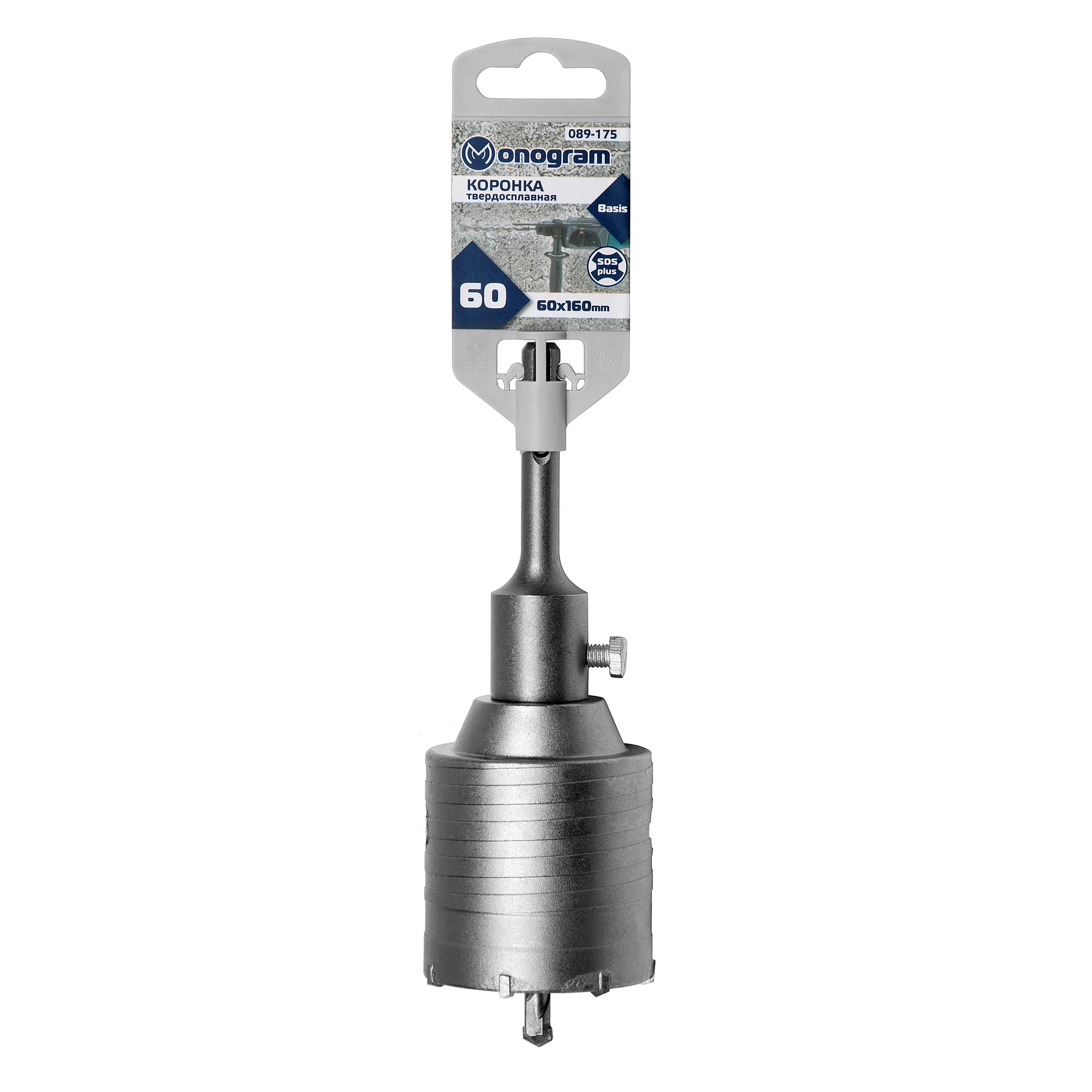 Коронка твердосплавная по бетону MONOGRAM Basis 60х50/160 мм с адаптером SDS-plus Monogram 089-175