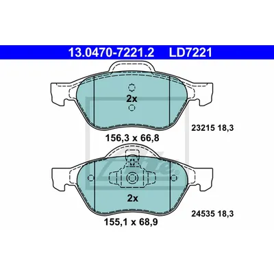 КОЛОДКИ ПЕР REN CLIO/MEGANE/SCENIC 1.4-2.0/1.9DCI/2.0DCI 02- (CERAMIC) ATE 13047072212