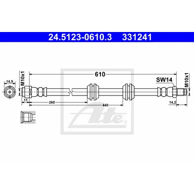 ШЛАНГ ТОРМ MER W164/X164 3.5/5.0/2.8CDI-4.5CDI 05- ЗАД L/R L=610