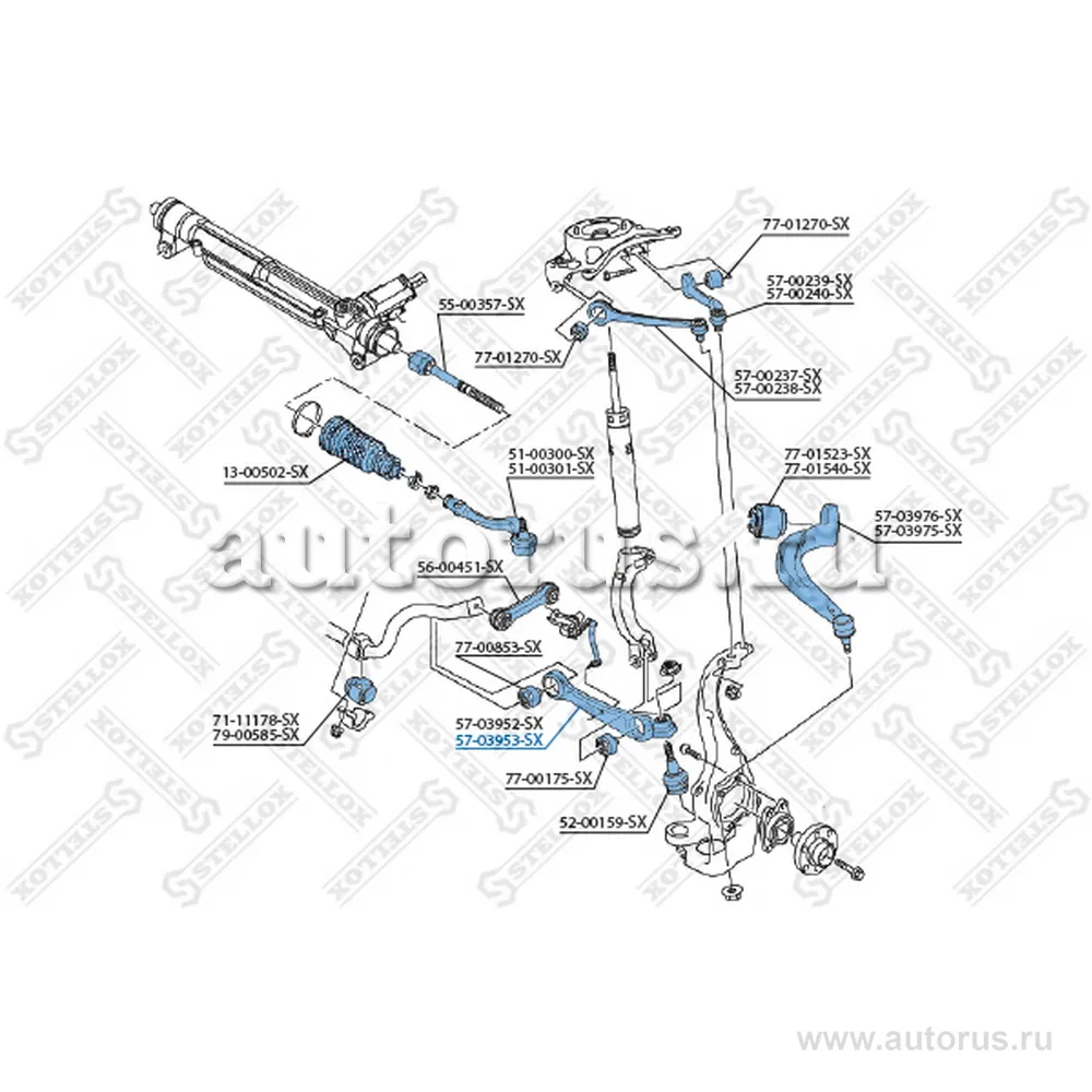 Рычаг передний нижний правый Audi A4/A4 Allroad/A5/A6/A7/Q5 1.8-3. STELLOX 57-03953-SX