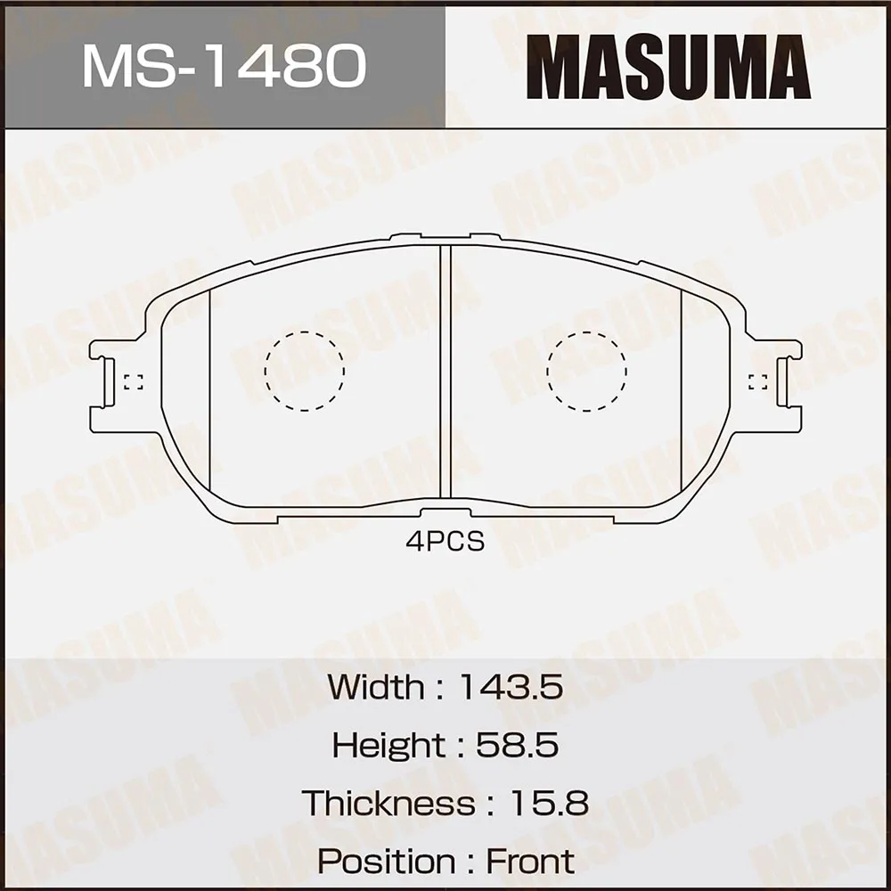 Колодки передние TOYOTA ALPHARD MASUMA MS-1480