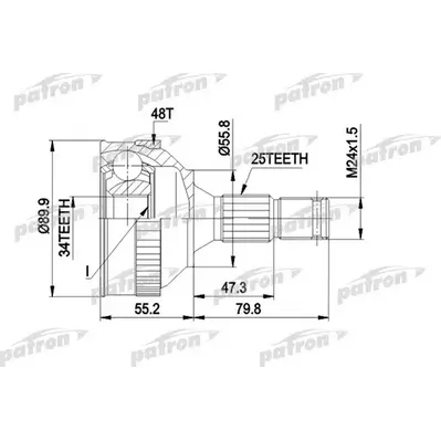 ШРУС наружн к-кт CITROEN: XANTIA 1.8/2.0 93-98 PATRON PCV1176