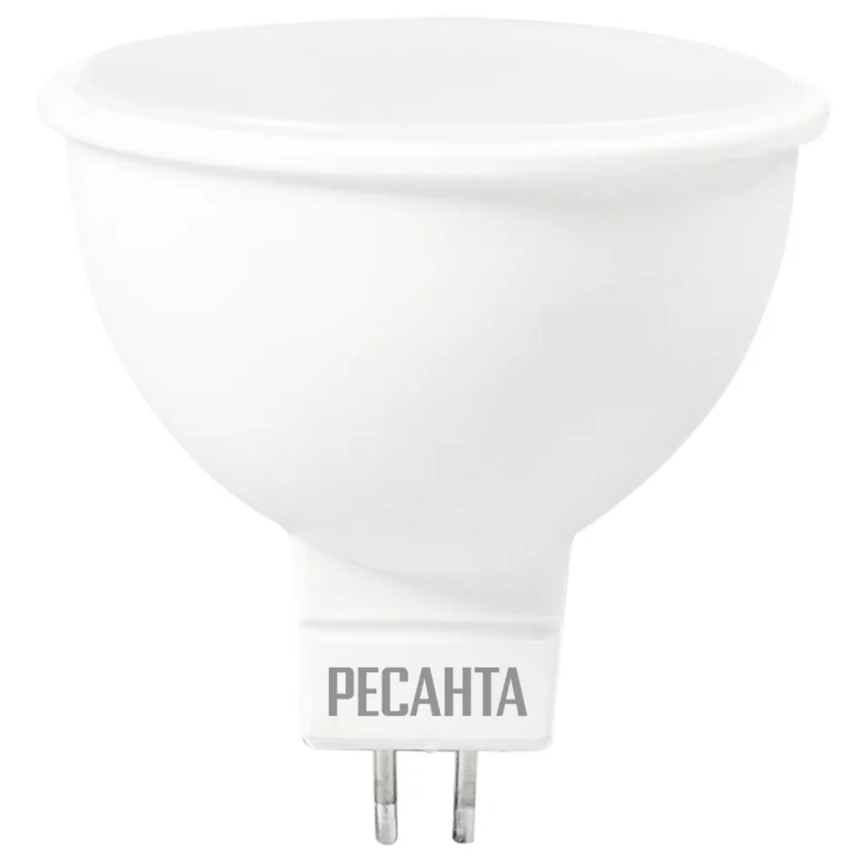 Лампа светодиодная 230V бытовая 7W GU5.3 4000K Ресанта LL-R-MR16 1 шт. картон 76/1/24