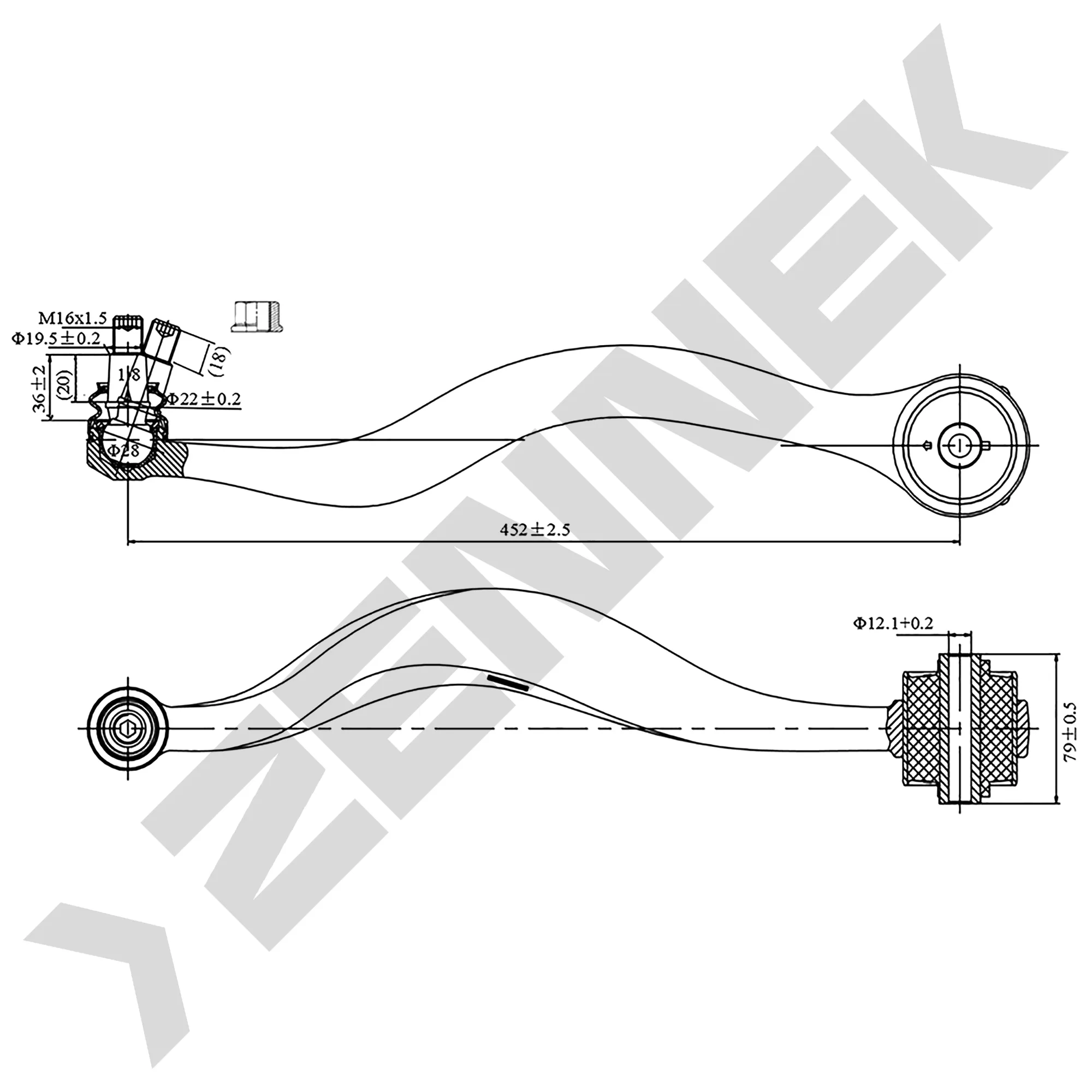 Рычаг передний нижний задний правый MAZDA 6 GG/GY 02 ZENNEK DCA0073
