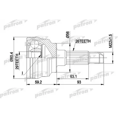ШРУС наружн к-кт 26x56x29 MAZDA: 323 F VI 98 - 04, 323 PATRON PCV1472