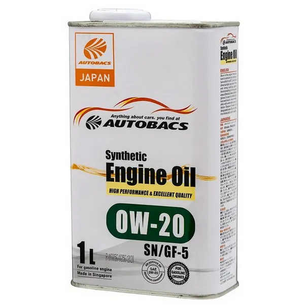 Масло моторное AUTOBACS ENGINE OIL SYNTHETIC 0W-20 синтетическое 1 л A00032057