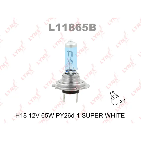 Лампа 12V H18 65W PY26D-1 LYNXauto SUPER WHITE 1 шт. картон L11865B