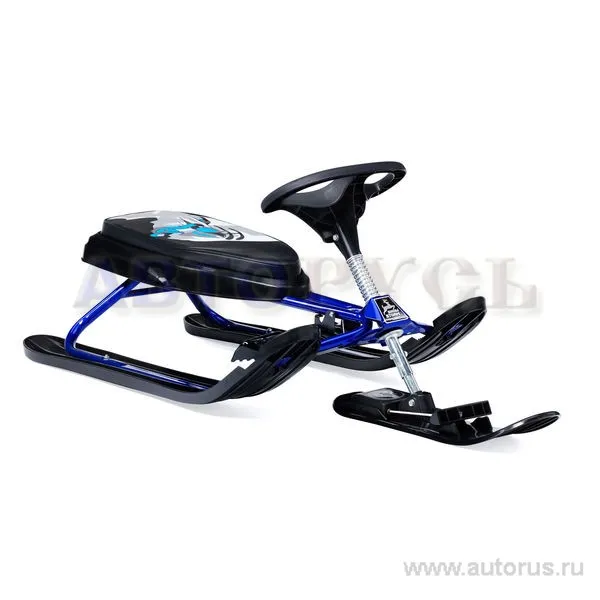 Снегокат детский с рисунком Снегоход рама сталь синяя SNOWSTORM PRO X41217