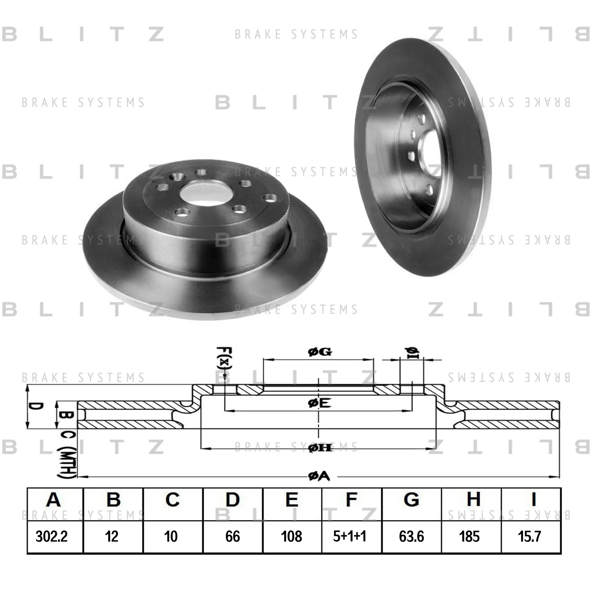 Диск тормозной задний LAND ROVER FREELANDER 06-> BLITZ BS0290