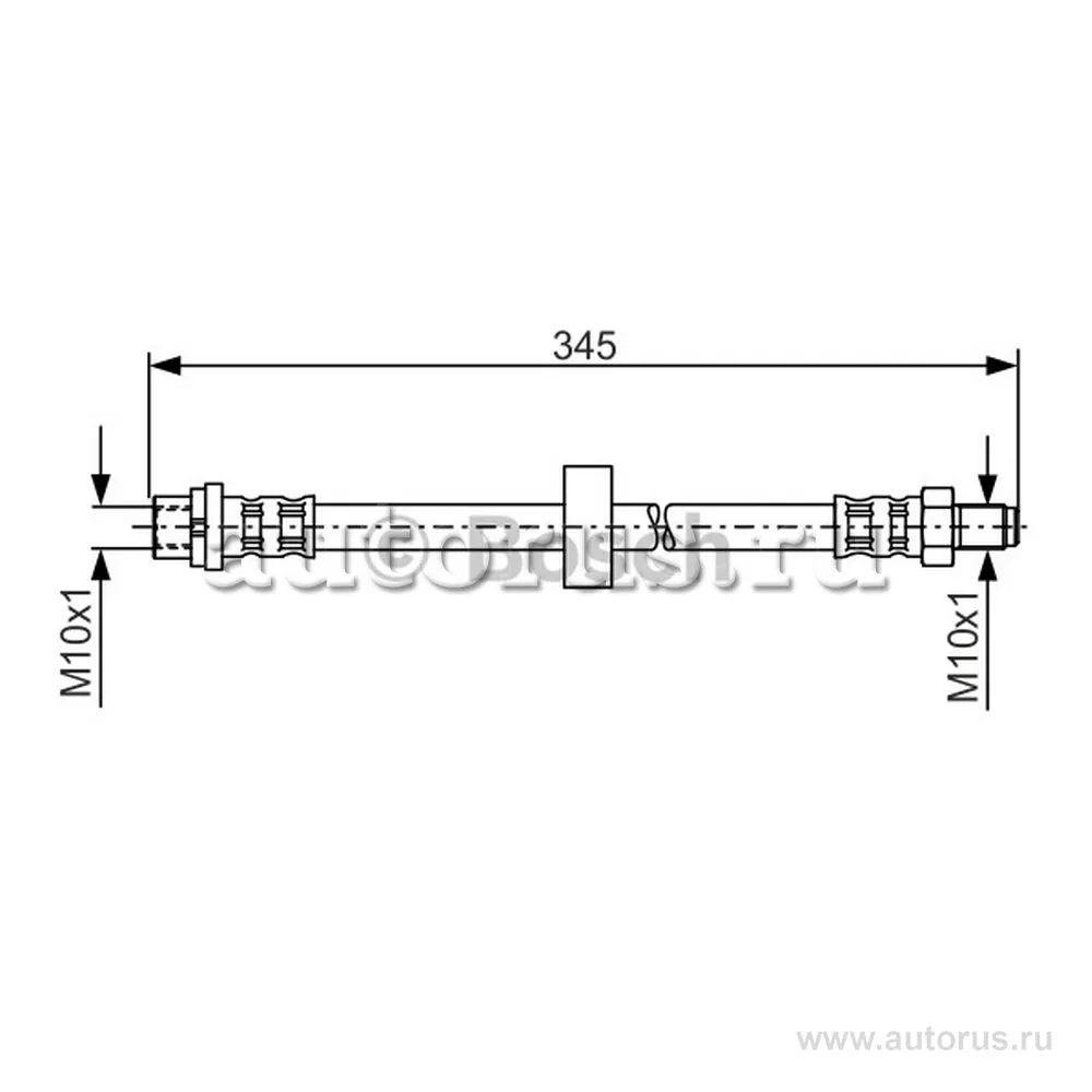 Шланг тормозной FORD TRANSIT CONNECT 02- 345 мм зад. 02 BOSCH 1 987 481 168