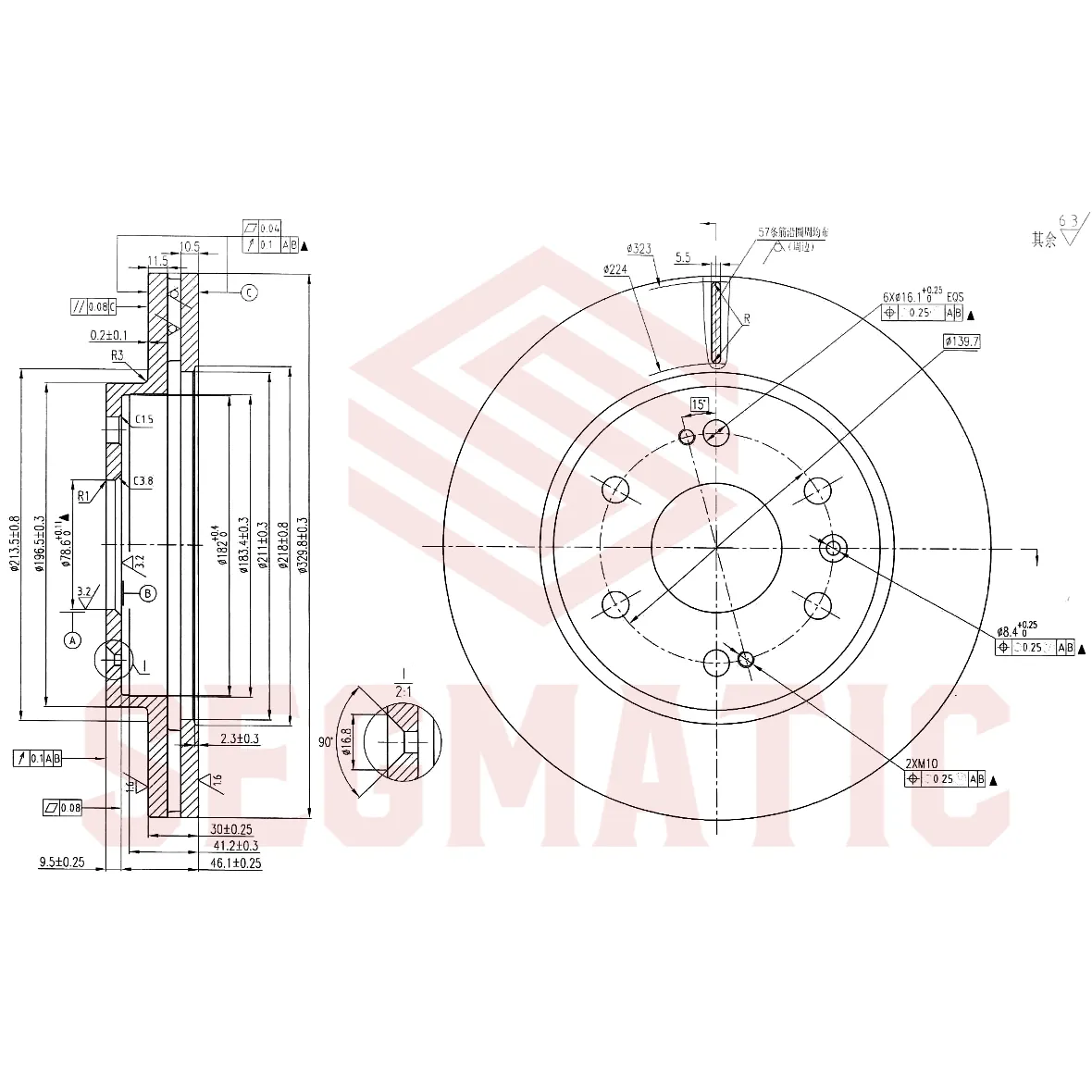 Диск тормозной передний вент CADILLAC ESCALADE III 2006-2014 -, CHEVROLET TAHOE III 2006-2014 -, GM G SEGMATIC SBD30093477