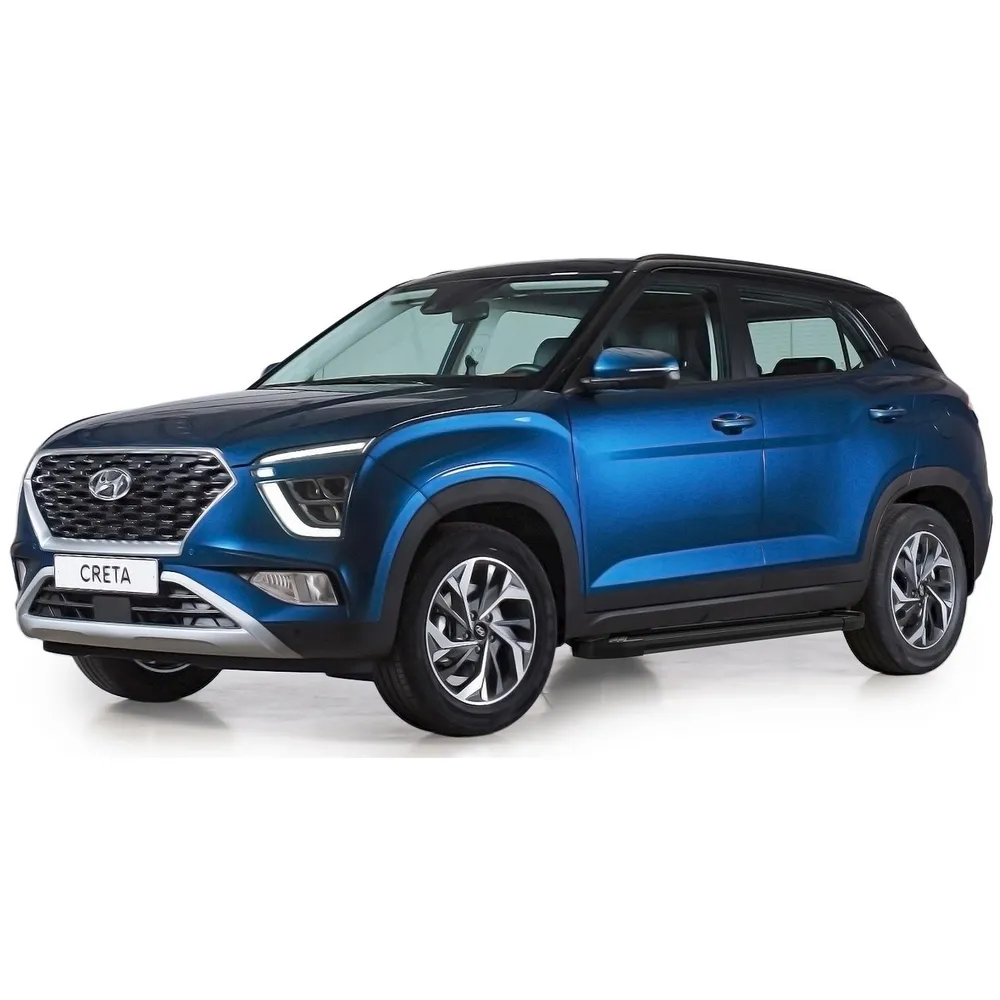 Порог-площадка Black F173ALB + комплект крепежа, RIVAL, Hyundai Creta 2021- RIVAL F173ALB.2314.1