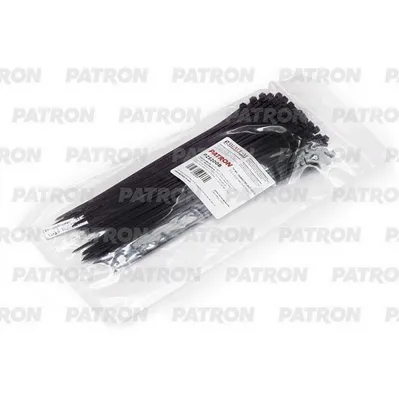 Комплект пластиковых хомутов для 2.5 х 200 мм, 100 шт, Nylon 6.6, черные PATRON p25200b