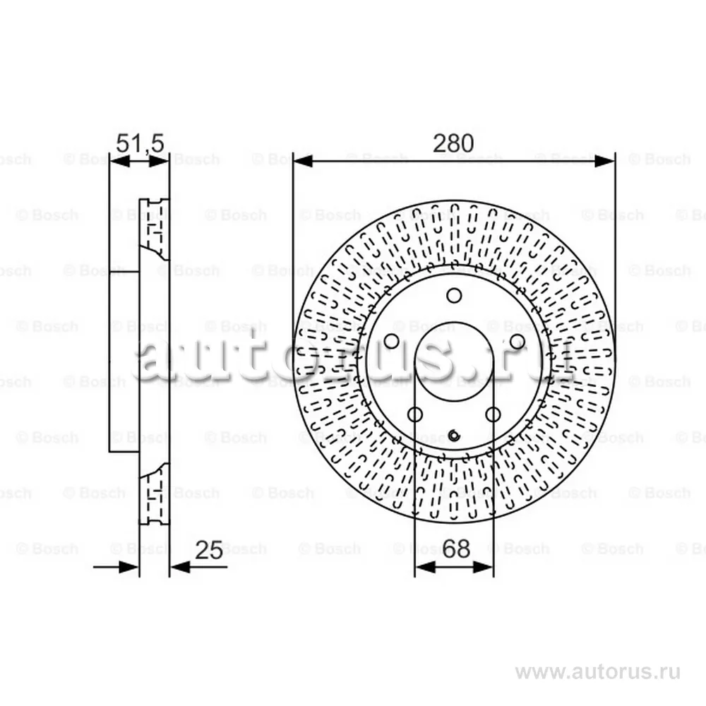Диск тормозной передний, MAZDA 3 1.5/1.6 13-, CX-3 1.5D 15- BOSCH 0986479C36