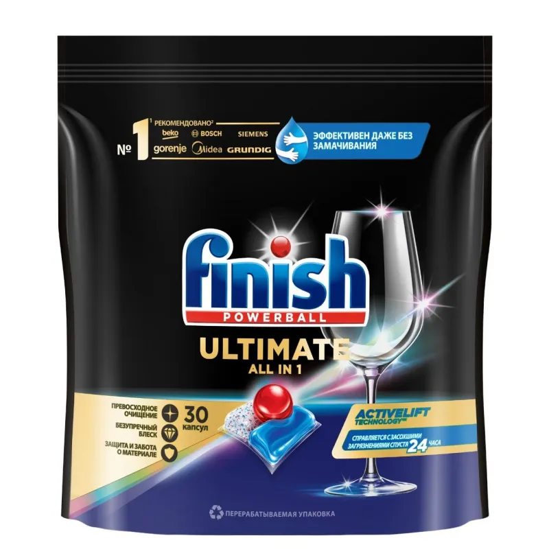 Капсулы для ПММ Finish Ultimate 30 капсул дойпак бесфосфатные 1694763