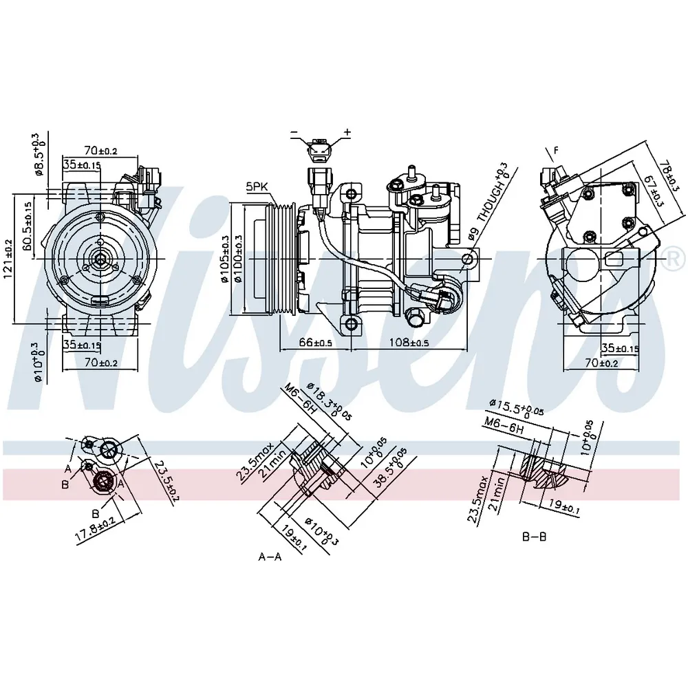 Компрессор MITSUBISHI COLT VI 6/04-6/12, SMART FORFOUR (454) 1/04-6/06 (DENSO) 890077 NISSENS 890077