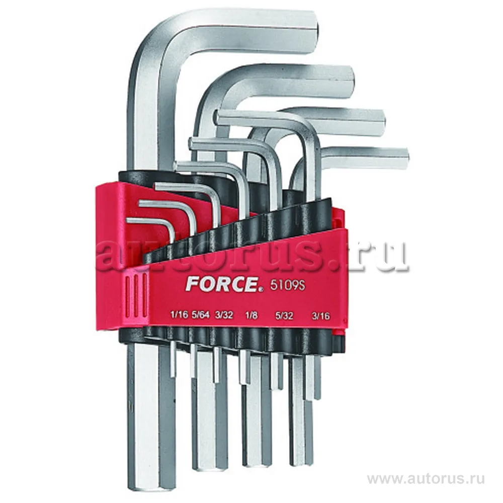 Набор шестигранников 10 пр. дюймовых с 1/16 до 1/2 FORCE 5109S