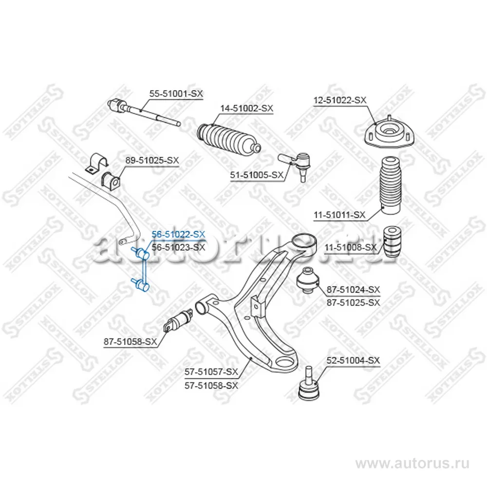 Тяга стаб. пер. л.Hyundai Coupe all 01 (5651023_SX) STELLOX 5651022_SX