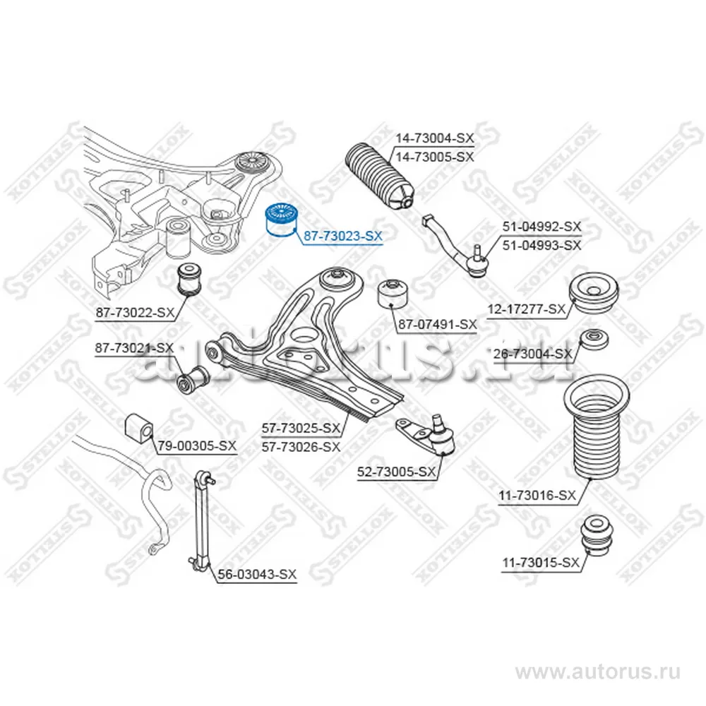 Сайлентблок подрамника зад. Daewoo Kalos 02> STELLOX 87-73023-SX