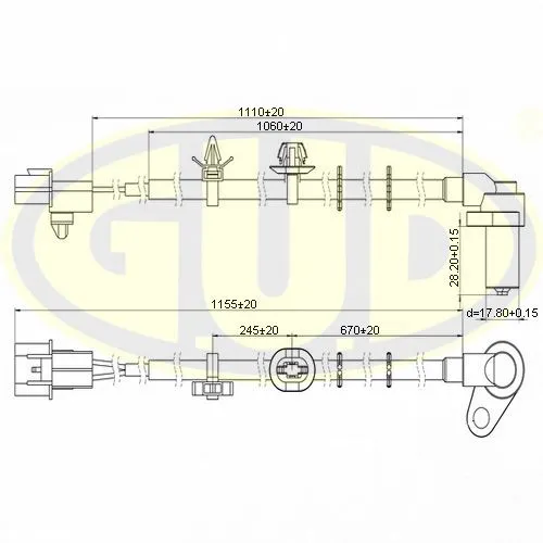 ДАТЧИК ABS ПЕРЕДН MITSUBISHI AIRTREK I ПРАВ G.U.D GABS02605