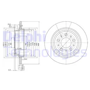 Диск тормозной задний VOLVO S60/S80/V70/XC70 DELPHI BG3515