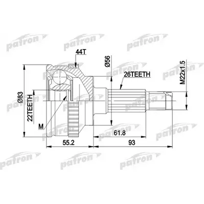 ШРУС наружн к-кт 26x56x22 ABS:44T MAZDA: 323 C V 94-98, PATRON PCV1372