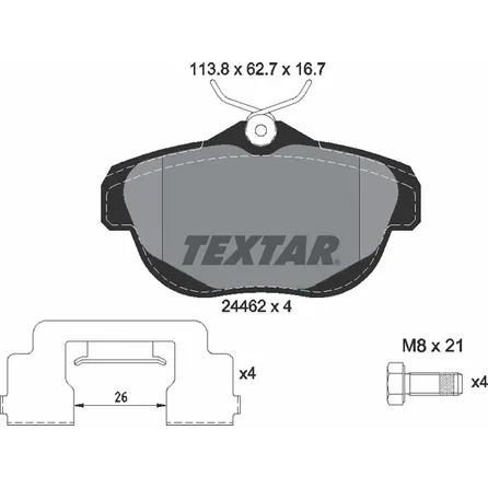 Колодки тормозные CITROEN C6 (2.7 HDI/3.0 I V6) задние (4шт.) TEXTAR TEXTAR 2446201