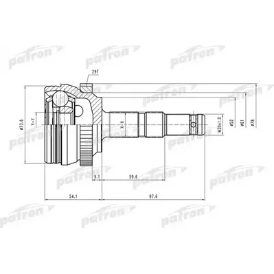 ШРУС наружн к-кт 22x52x28 ABS:29T OPEL: Corsa C 00- PATRON PCV1400