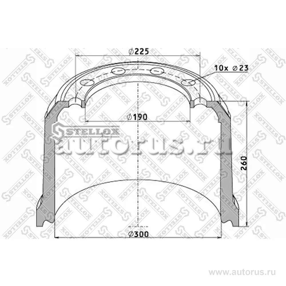 Барабан тормозной 300x200/209 H 260 d 190/225 n10x23 BPW STELLOX 85-00002-SX