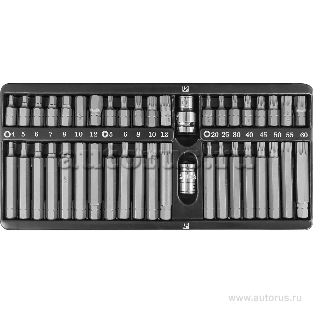 Набор бит HEX TORxSPLINE 30-75 мм . 42 предмета JONNESWAY S29H4142SM