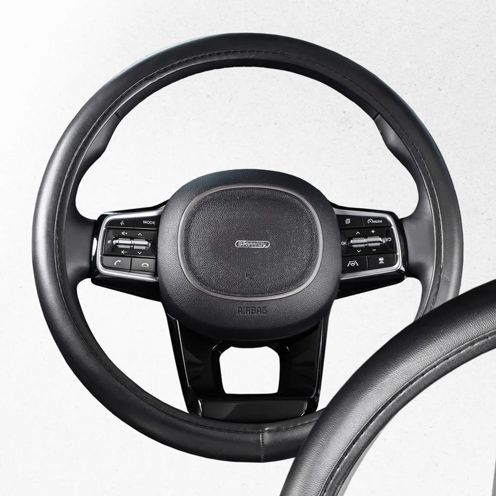 Оплетка кожаная M Черная SKYWAY гладкая SKYWAY S01102050