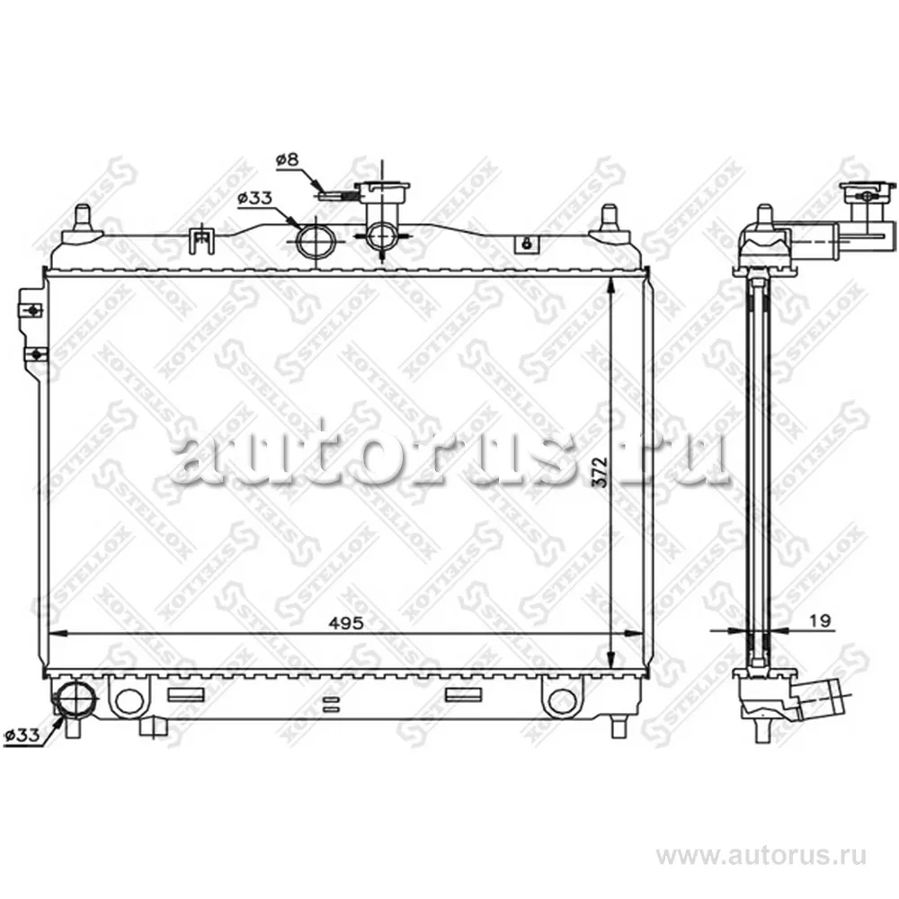 Радиатор системы охлаждения МКПП Hyundai Getz 1.1/1.3/1.6 02> STELLOX 10-26603-SX