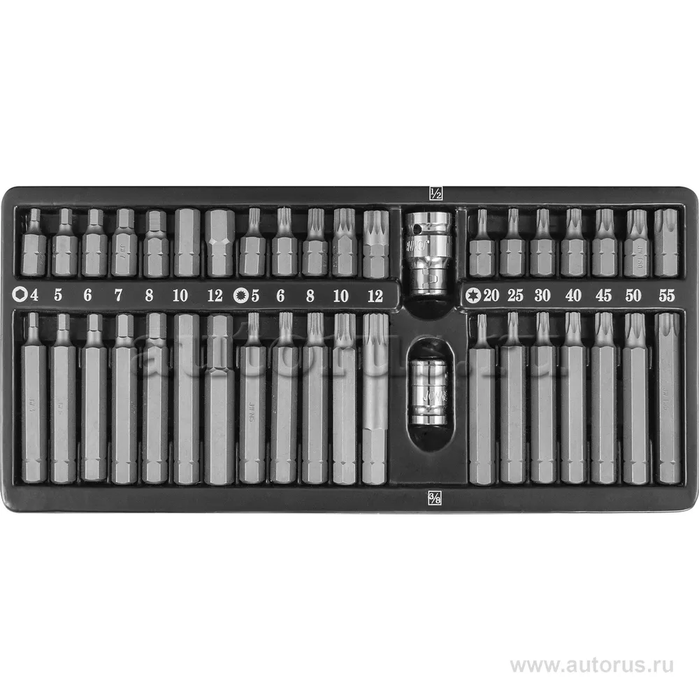 Набор бит HEX TORxSPLINE 30-75 мм 40пр JONNESWAY S29H4140S