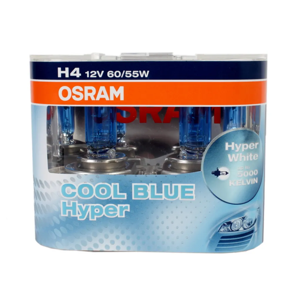 Лампа 12V H4 60/55W P43t OSRAM COOL BLUE HYPER PLUS 2 шт. DUOBOX 62193CBH DUOBOXHCB
