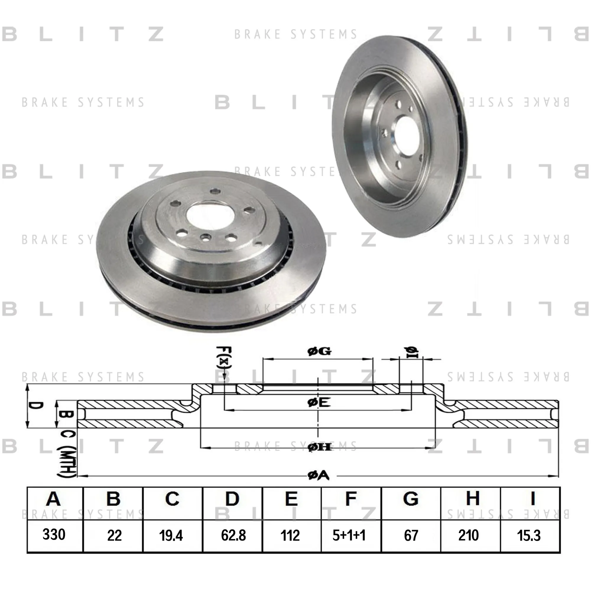 Диск тормозной задний вентилируемый MERCEDES X164/W164/W251 05-> BLITZ BS0229