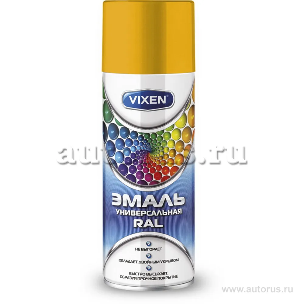 Эмаль универсальная VIXEN RAL, солнечно-желтый (RAL 1037), аэрозоль 520 мл VX-11037