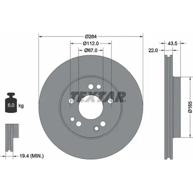 Диск тормозной передний стандартный MERCEDES-BENZ TEXTAR 92031900