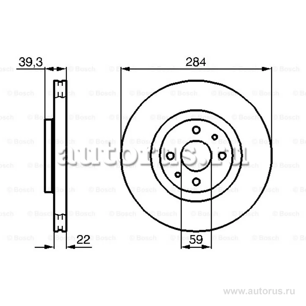 Диск тормозной передний ALFA ROMEO 145146 1.82.0 95 BOSCH 0 986 478 786