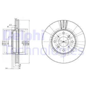 Диск тормозной передний (282х25) 4 отверстий DELPHI BG3516