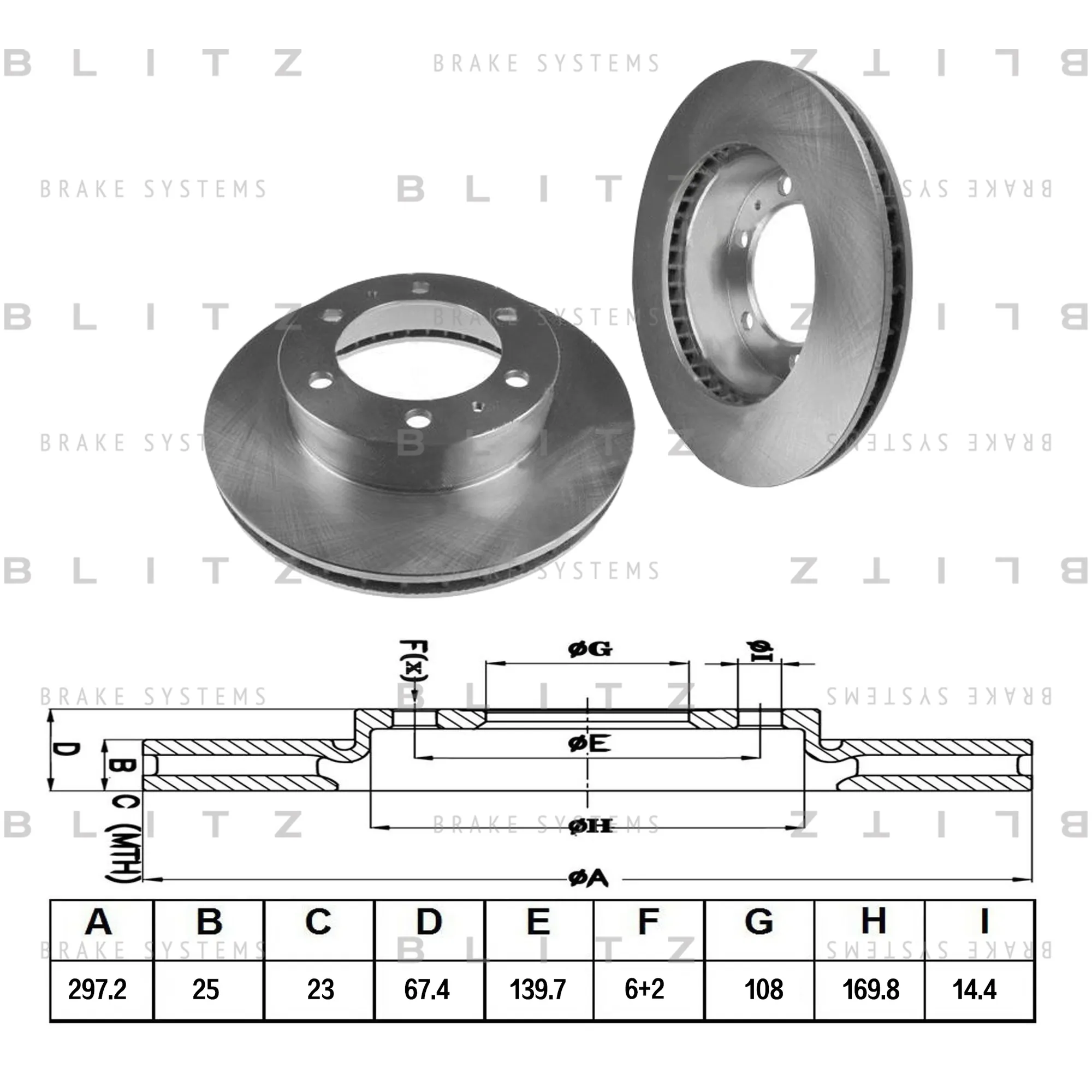 Диск тормозной передний вентилируемый TOYOTA HILUX 05-> BLITZ BS0376
