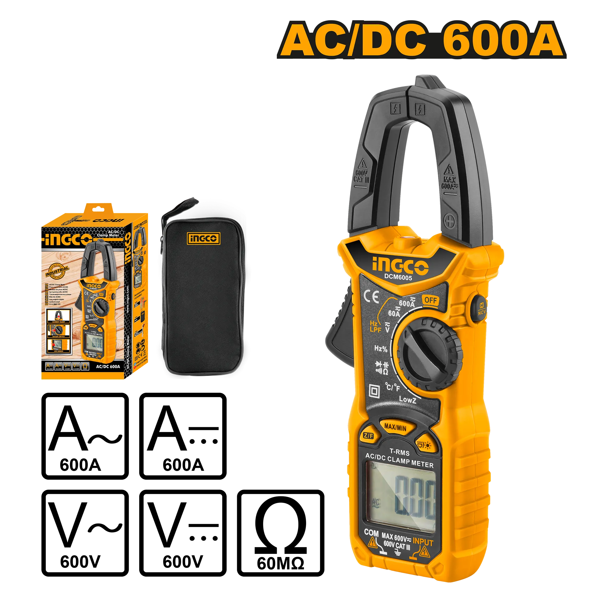 Мультиметр цифровой (5/20) INDUSTRIAL INGCO DCM6005