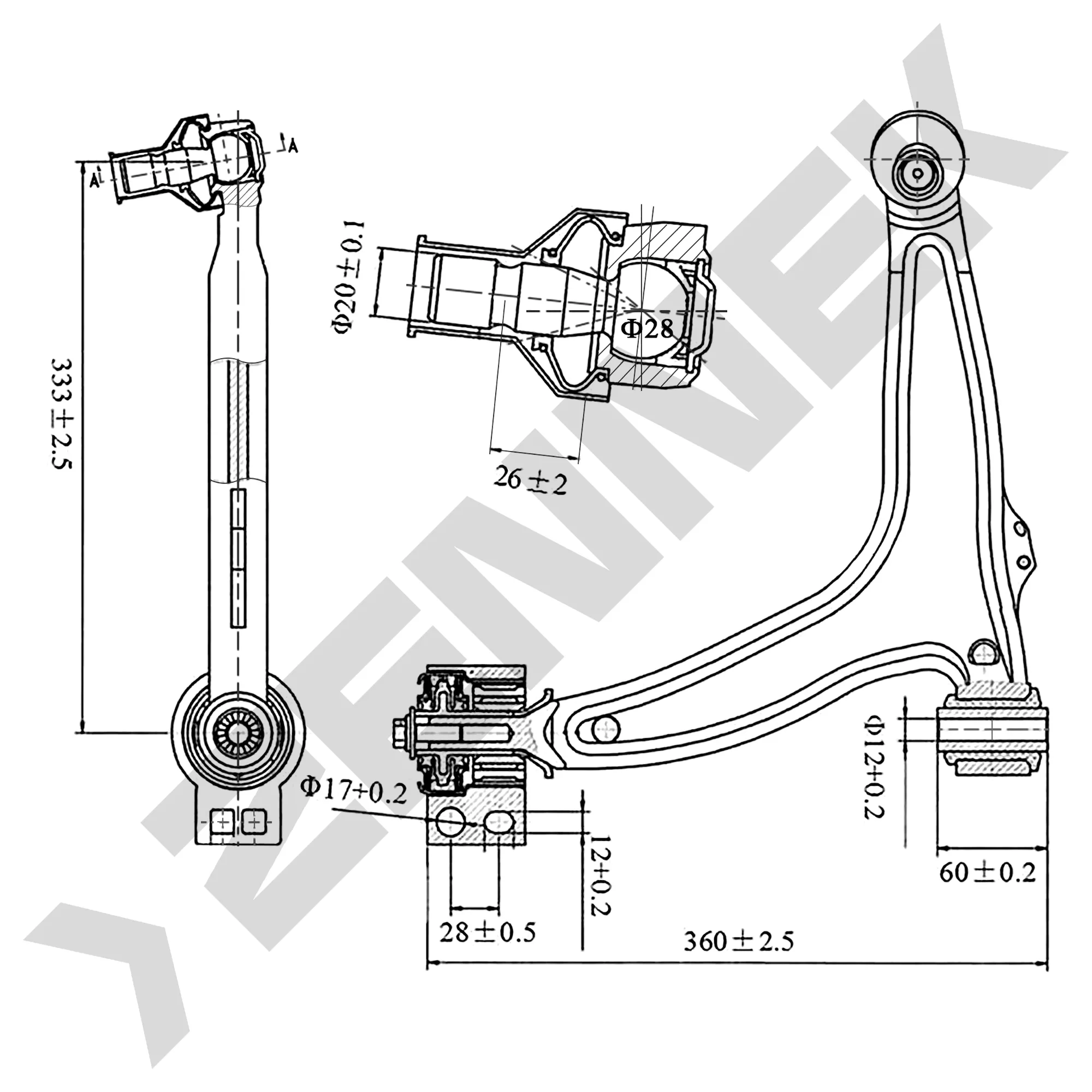 РЫЧАГ ПЕРЕДНИЙ НИЖНИЙ ЛЕВЫЙ FIAT CROMA 05, OPEL VECTRA 02 ZENNEK DCA0069