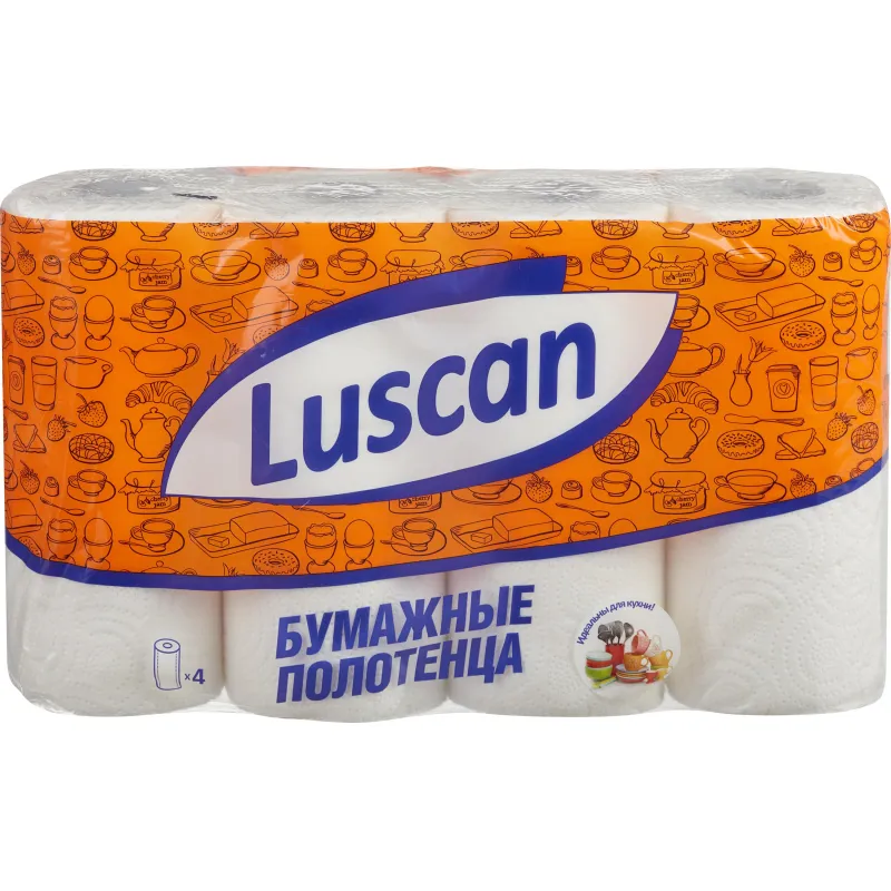 Полотенца бумажные LUSCAN 2-сл.,с тиснением, 4рул./уп. 317396