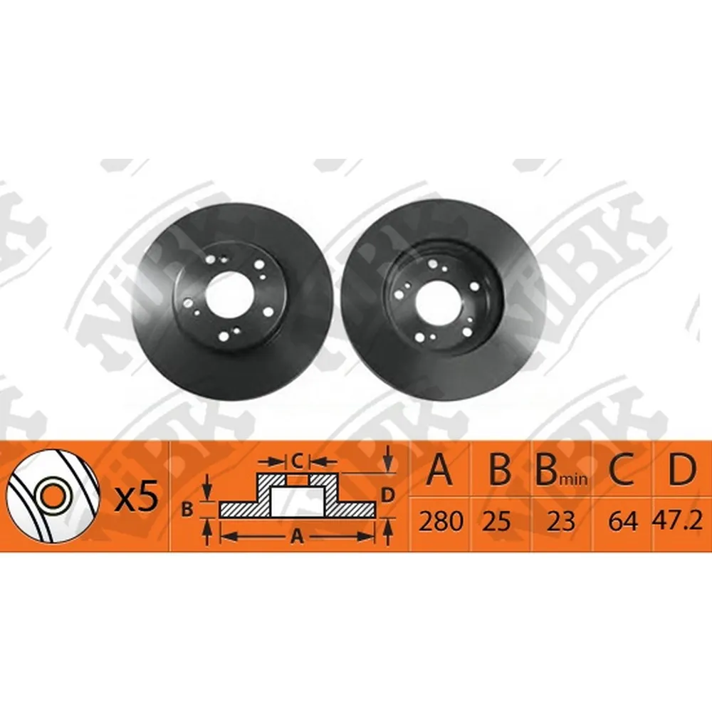 Диск тормозной передний HONDA ACCORD 2.0/2.4L 03-08 /для 15диска NIBK RN1405