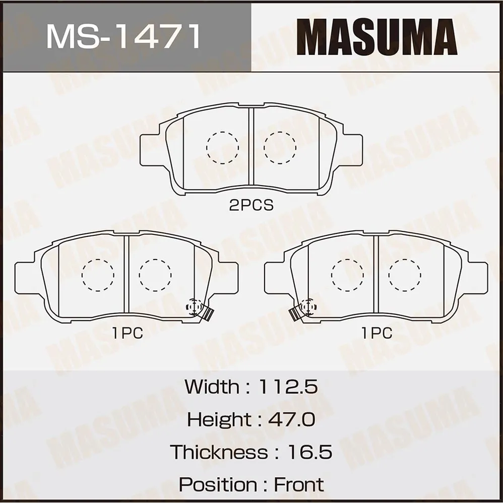 Колодки передние TOYOTA PLATZ MASUMA MS-1471