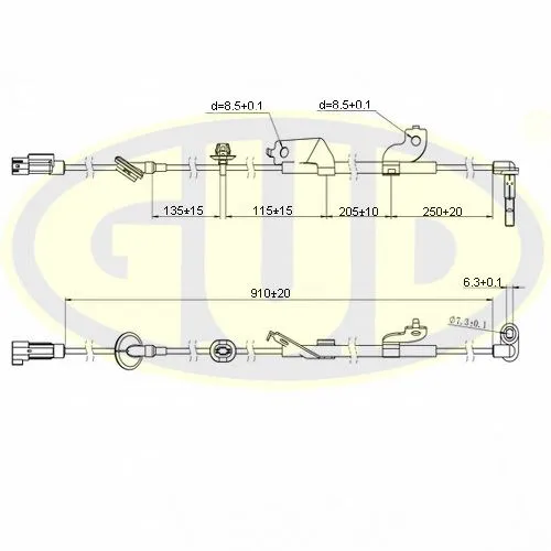 ДАТЧИК ABS ПЕРЕДН MITSUBISHI ASX/LANCER SPORTBACK/OUTLANDER II ЛЕВ G.U.D GABS02612