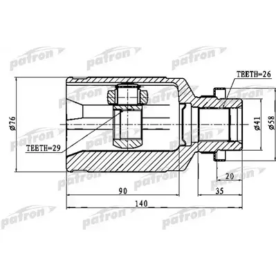 ШРУС внутренний 26X41X29 MITSUBISHI OUTLANDER CU 02-06 PATRON PCV1758