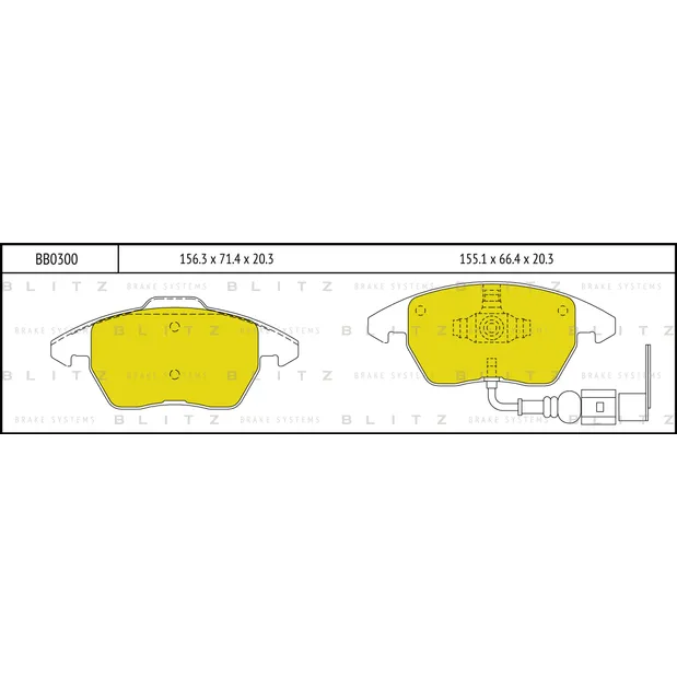 Колодки тормозные дисковые передние AUDI A3 03->SKODA Yeti/Octavia 03->VW Golf/Passat/ BLITZ BB0300